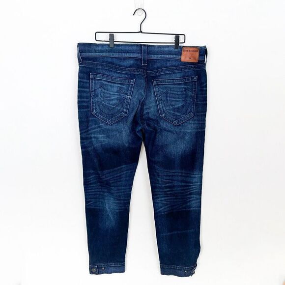 True Religion Mens Relaxed Skinny Rocco No Flap SE Dark Wash Snap Cuff Hidden Bu - Picture 2 of 15